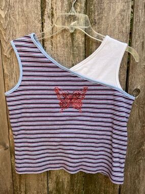 Y2K Striped Butterfly Tank Top